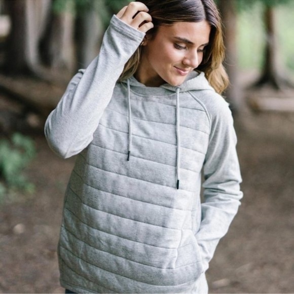 ZYIA Tops - Zyia Active Grey Quilted Boxy Hoodie